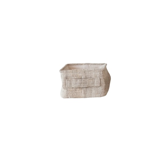 Hello Honey® 8" Natural Rectangular Hemp Fiber & Metal Bin with Cotton Canvas Lining